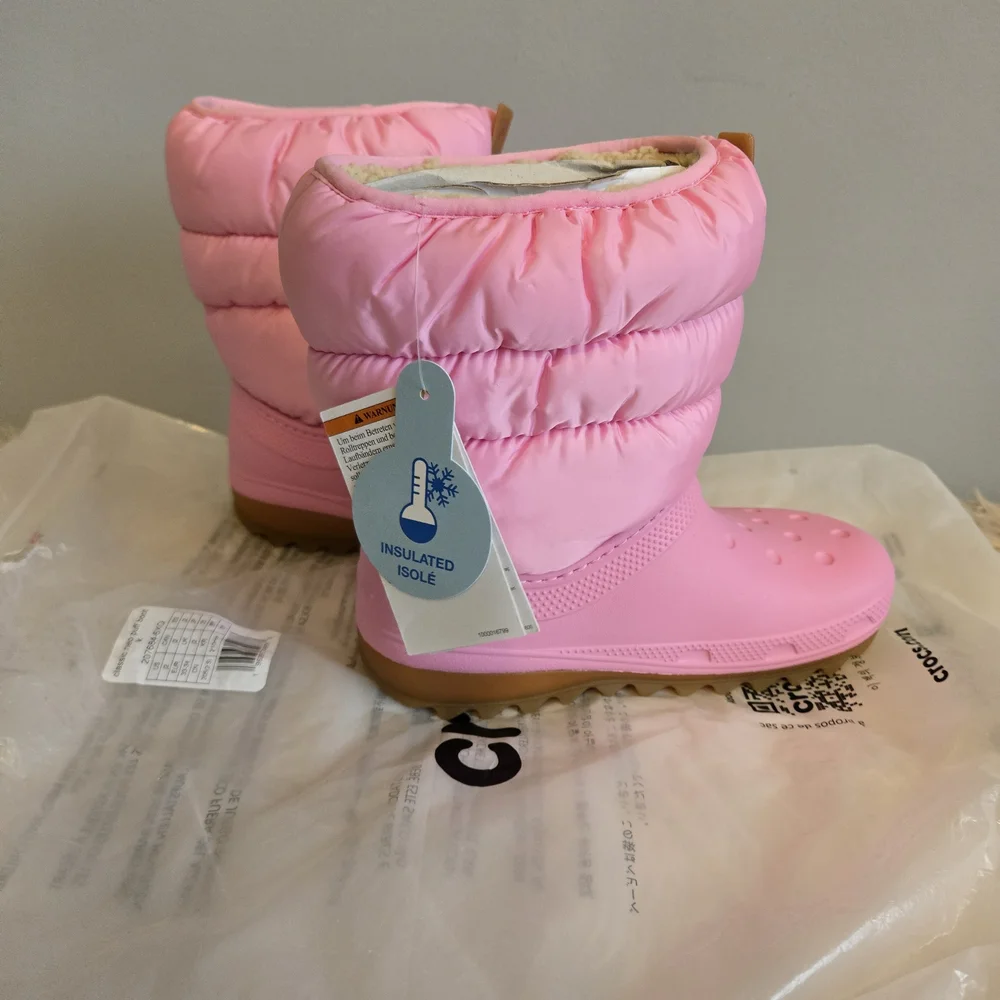 Crocs Pink Puffer Winter Boots
